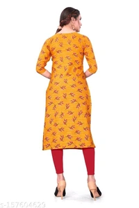 New Ethnic 4 You Women's and Girls Crepe Aline Straight Cut Kurti (Pack Of 2 Kurta) - XL