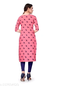 New Ethnic 4 You Women's and Girls Crepe Aline Straight Cut Kurti (Pack Of 2 Kurta) - XL