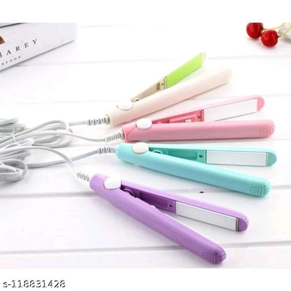Hair Straightener Mini Professional Hair Pressing Machine With Temperature Control, Flat Iron Plate With Plastic Storage Box Pack Of 1 (Random color)
