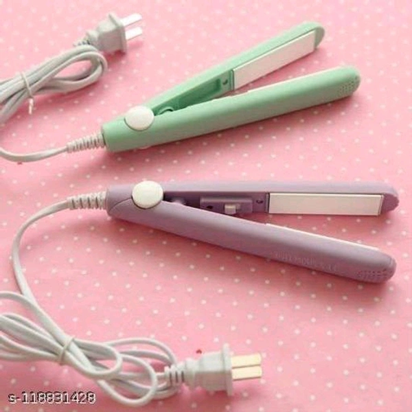 Hair Straightener Mini Professional Hair Pressing Machine With Temperature Control, Flat Iron Plate With Plastic Storage Box Pack Of 1 (Random color)