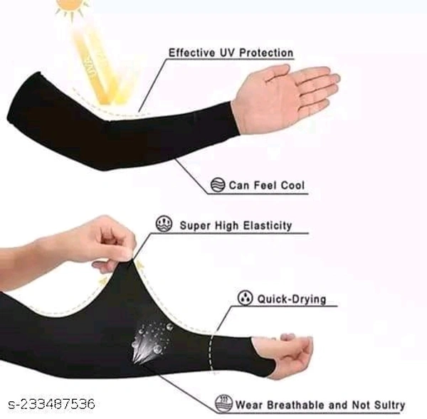 KANEEKSHI Unisex Cover One Pairs Arm Sleeve Glove With Thumb Hole, For Driving Riding/Sports & Outdoor Activities Skin Protection(Black Color) - 🪙