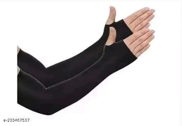 KANEEKSHI Unisex Cover One Pairs Arm Sleeve Glove With Thumb Hole, For Driving Riding/Sports & Outdoor Activities Skin Protection(Black Color) - 🪙