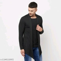 Glito Solid Full Sleeve Shrug For Men's - 🪙, M
