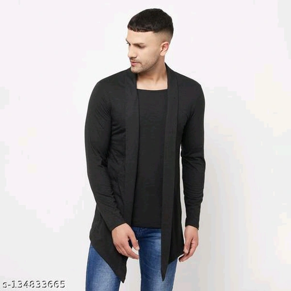 Glito Solid Full Sleeve Shrug For Men's - 🪙, XL