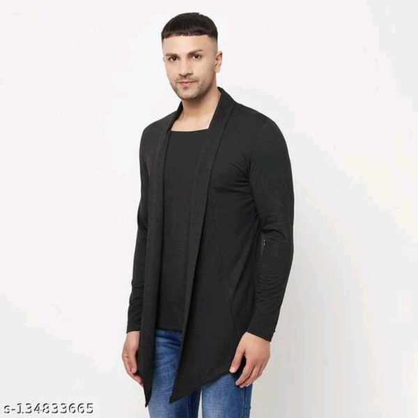 Glito Solid Full Sleeve Shrug For Men's - 🪙, XL