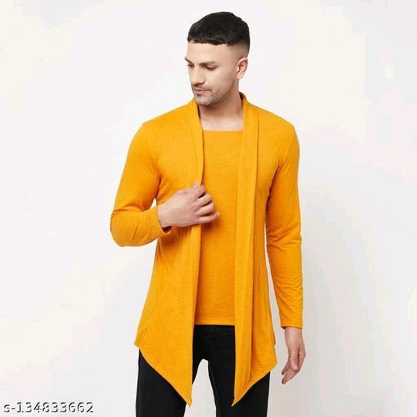 Glito Solid Full Sleeve Shrug For Men's - XXL