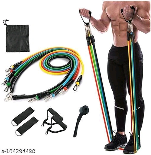 11PCS Resistance Bands Set, Exercise Bands with Door Anchor, Handles, Carry Bag, Legs Ankle Straps for Resistance Training, Physical Therapy, Home Workouts - 🪙, Free