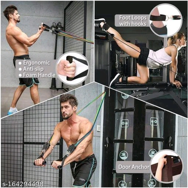 11PCS Resistance Bands Set, Exercise Bands with Door Anchor, Handles, Carry Bag, Legs Ankle Straps for Resistance Training, Physical Therapy, Home Workouts - 🪙, Free