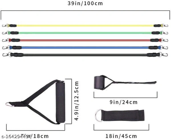 11PCS Resistance Bands Set, Exercise Bands with Door Anchor, Handles, Carry Bag, Legs Ankle Straps for Resistance Training, Physical Therapy, Home Workouts - 🪙, Free
