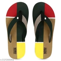 SOSU Men's Light Comfortable And Stylish Multicolor Fabrication Slipper (Pack of 2) Combo Flip Flops - 🪙, 7
