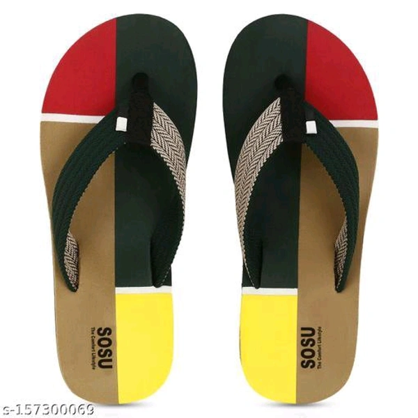 SOSU Men's Light Comfortable And Stylish Multicolor Fabrication Slipper (Pack of 2) Combo Flip Flops - 🪙, 7