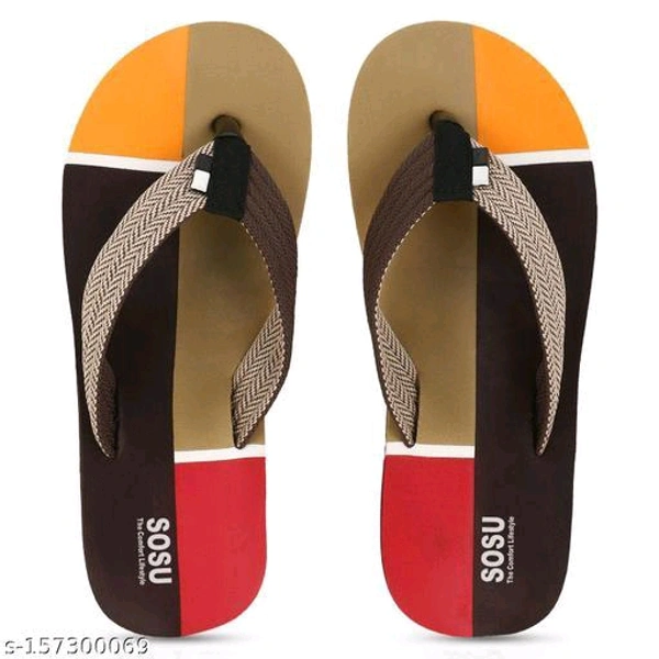 SOSU Men's Light Comfortable And Stylish Multicolor Fabrication Slipper (Pack of 2) Combo Flip Flops - 🪙, 7