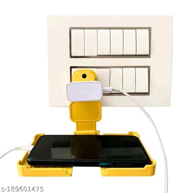 Pack Of 1 Multi-Purpose Wall Holder Stand for Charging Mobile Just Fit in Socket and Hang,Wall Mount Hanging Type for All Mobile 3 pin Socket ( YELLOW ) - 🪙