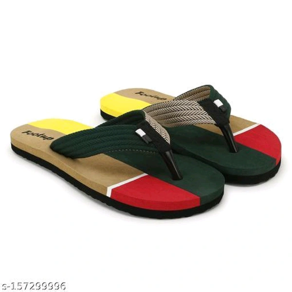 Pack of 2 - Footup Men's Light Comfortable And Stylish Multicolor Fabrication Slipper (Pack of 2) Combo Flip Flops - 🪙, 6