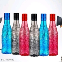 6 Pcs Fridge Water bottles, set of 6, 1 liter, bottles for fridge Transparent Ideal for kitchen, Office, Sports, School, Travelling, Gym water bottle with Leak Proof cap, Combo Pack, Kids water bottle, (PACK OF 6, Multicolor) - 🪙