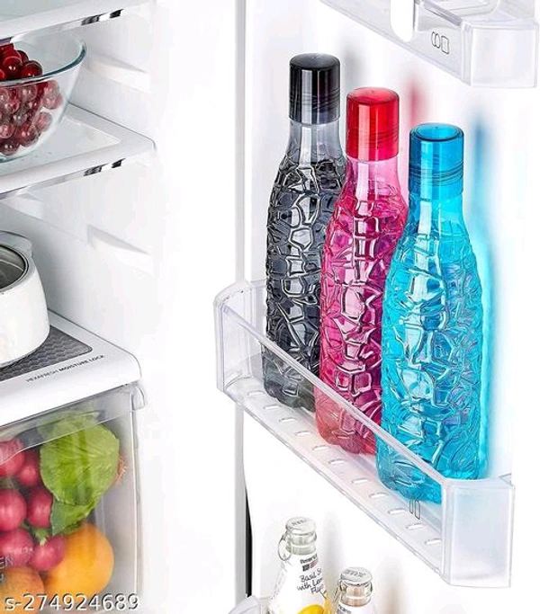6 Pcs Fridge Water bottles, set of 6, 1 liter, bottles for fridge Transparent Ideal for kitchen, Office, Sports, School, Travelling, Gym water bottle with Leak Proof cap, Combo Pack, Kids water bottle, (PACK OF 6, Multicolor) - 🪙