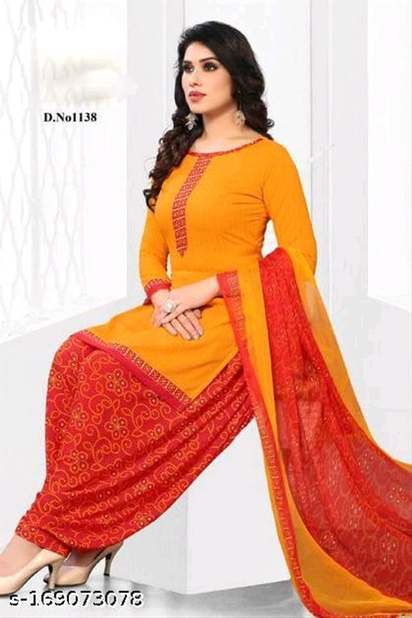 Women's Yellow Solid Crepe Suits & Dress Materials - 🪙