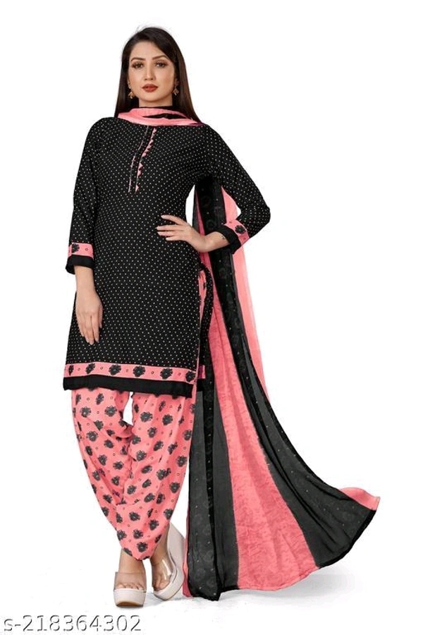 Printed Unstitched Crepe Salwar Suit Material With Dupatta - 🪙