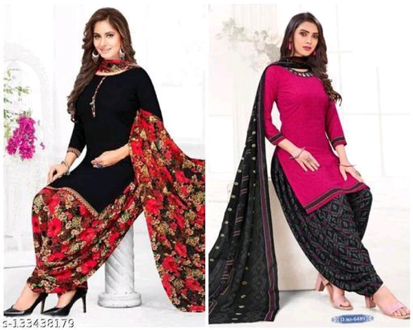 Women's Black Floral Printed Crepe Suits & Dress MaterialsName: Women's Black Floral Printed Crepe Suits & Dress Materials - 🪙
