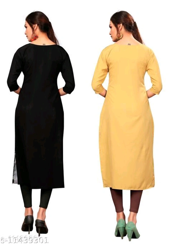 Women's Printed Full-Stitched Crepe Straight Kurti(Combo Pack Of 2) - 🪙, S