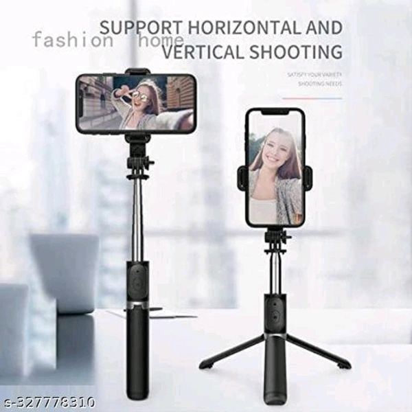 BTK Trade Bluetooth Extendable Selfie Stick with Wireless Remote and Tripod Stand Ultra Compact Selfie Stick for Mobile and All Smart Phones ? (Black) - 🪙