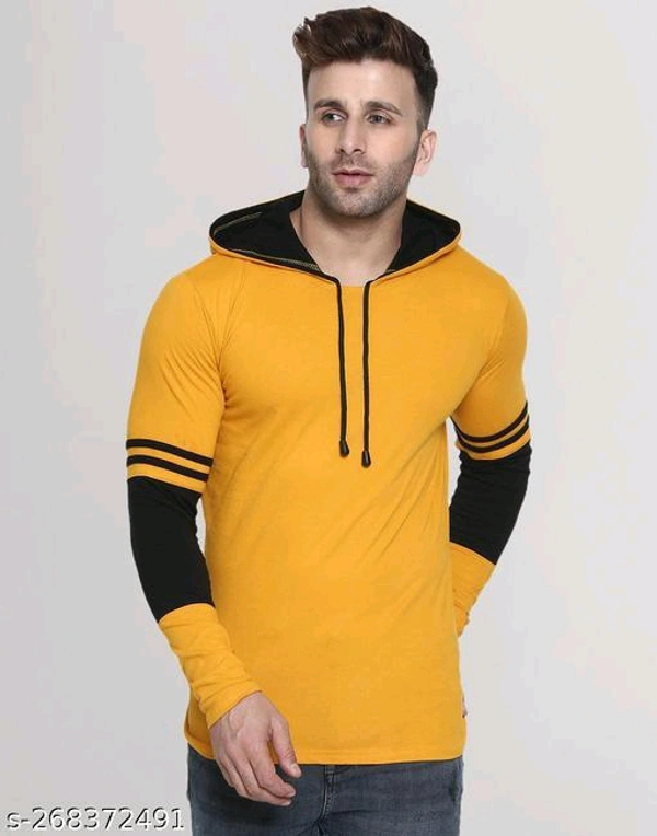 Helmont Men's Solid Hood Yellow Tshirts - 🪙, XL