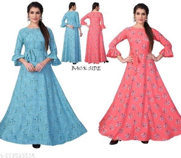 Women's Printed Crepe Anarkali Gown (Combo Pack Of 2)Name: Women's Printed Crepe Anarkali Gown (Combo Pack Of 2) - XL