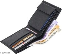 Trendy Men's Black Faux Leather/Leatherette Wallet - 🪙