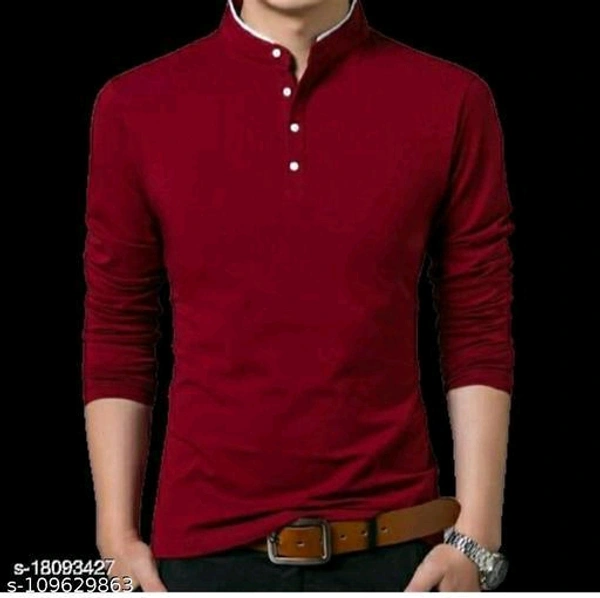 Afelix Solid Men ManadrianColler Butten T-Shirt - S