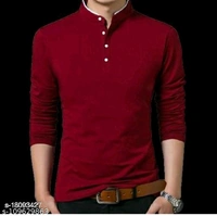 Afelix Solid Men ManadrianColler Butten T-Shirt - L