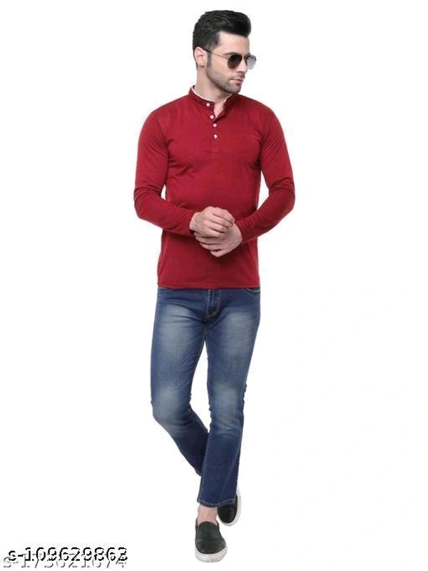 Afelix Solid Men ManadrianColler Butten T-Shirt - XL