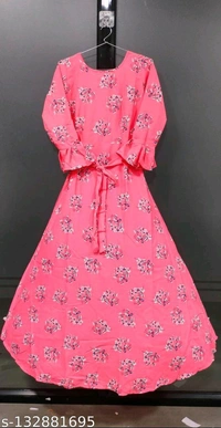 Women's Aline Pink Color Crepe Anarkali Kurti - 🪙, L