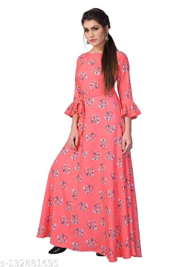 Women's Aline Pink Color Crepe Anarkali Kurti - 🪙, XXL