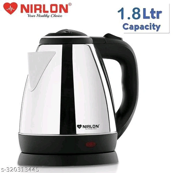 NIRLON Saturn Stainless Steel Electric Kettle, 1.8 Litres, 1 Piece, Silver | 1500 Watts | Auto Cut-off | Detachable 360 Degree Connector | Boiler for Water | Power Indicator