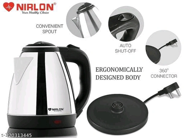 NIRLON Saturn Stainless Steel Electric Kettle, 1.8 Litres, 1 Piece, Silver | 1500 Watts | Auto Cut-off | Detachable 360 Degree Connector | Boiler for Water | Power Indicator