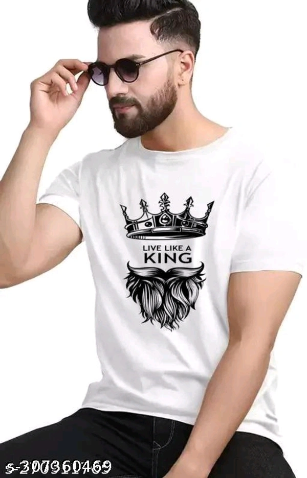 DOOMEE Men's Typography Round White Tshirts - White, M