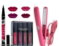 Combo of Red edition liquid lipstick set of 4 different colours , 36 H waterproof long-lasting Eyeliner , Hair straightener (Pack of 6) Product Name : Combo of Red edition liquid lipstick set of 4 different colours , 36 H waterproof long-lasting Eyeliner , Hair straightener (Pack of 6)