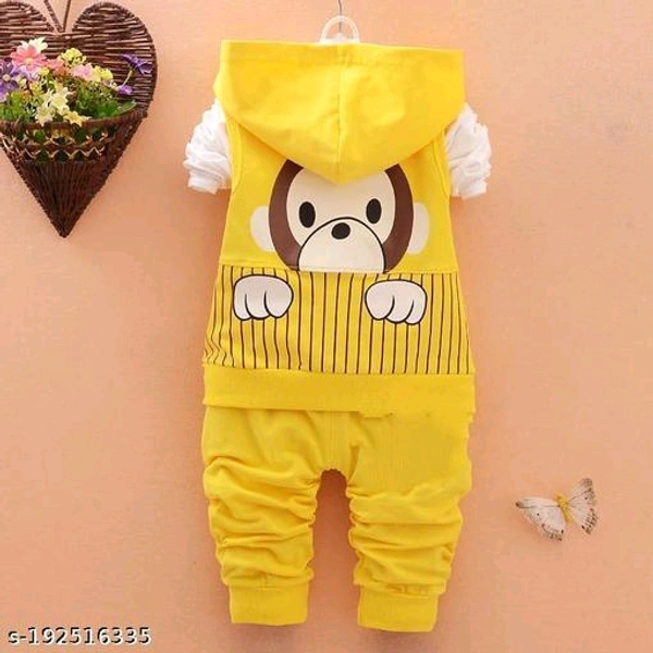 JS.GARMENTS I AM BABY ;;" GOODLUCK T-SHIRT JACKET AND PANT 3PSE SET ( WHITE AND ROYAL BLUE) - 12-18 Months, Yellow