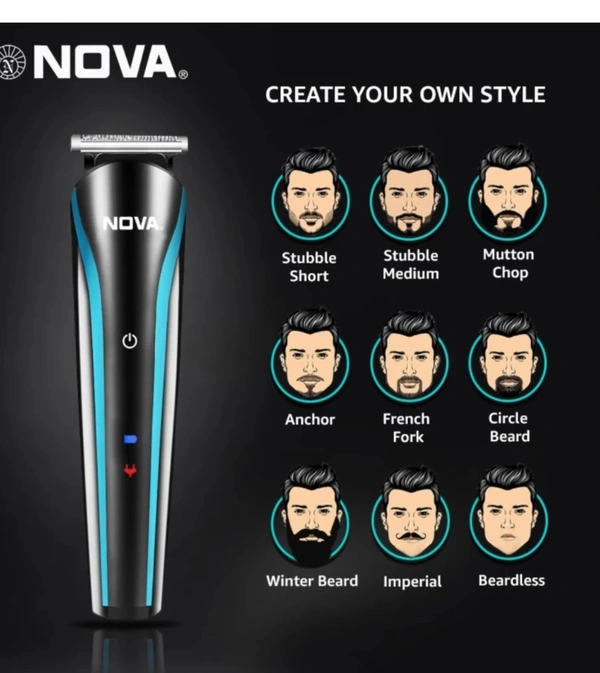 NOVA NG 1145 Trimmer 60 min Runtime 8Length Settings (Black, Blue)