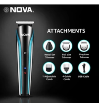NOVA NG 1145 Trimmer 60 min Runtime 8Length Settings (Black, Blue)