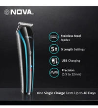 NOVA NG 1145 Trimmer 60 min Runtime 8Length Settings (Black, Blue)