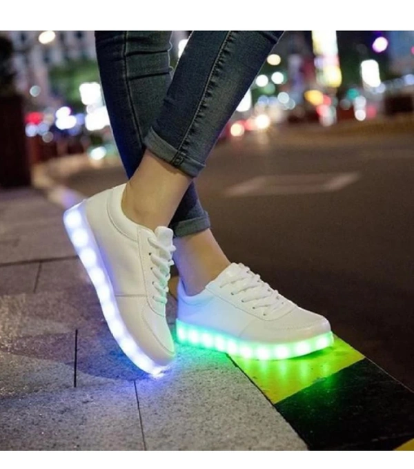 mr shoes LED 003 White imported 7 color light high quality shoes Running Shoes For Men (White)