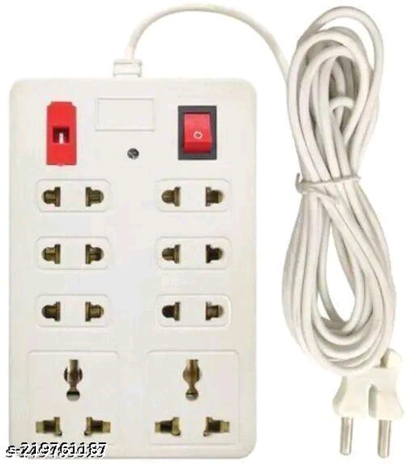 Extension Board 8+1 Mini Power Strip Extension Cord/Board with Switch, Indicator, Safety Fuse & 8 International sockets, 2 Meter Cord Wire (Beige