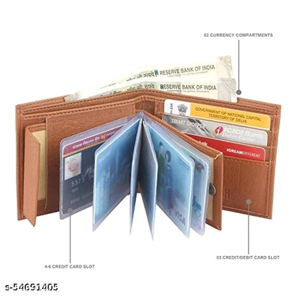 KAIN Trendy tan Leather album wallet for men - Free Size L