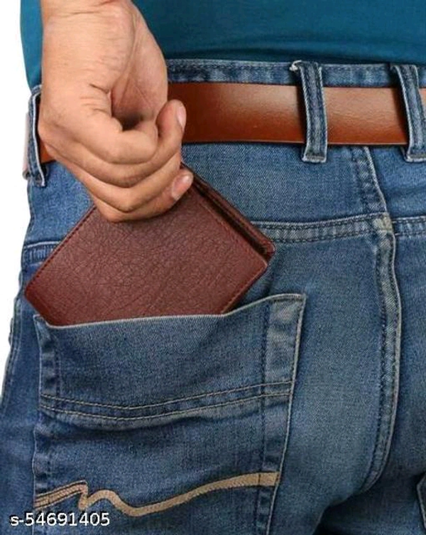 KAIN Trendy tan Leather album wallet for men - Free Size L