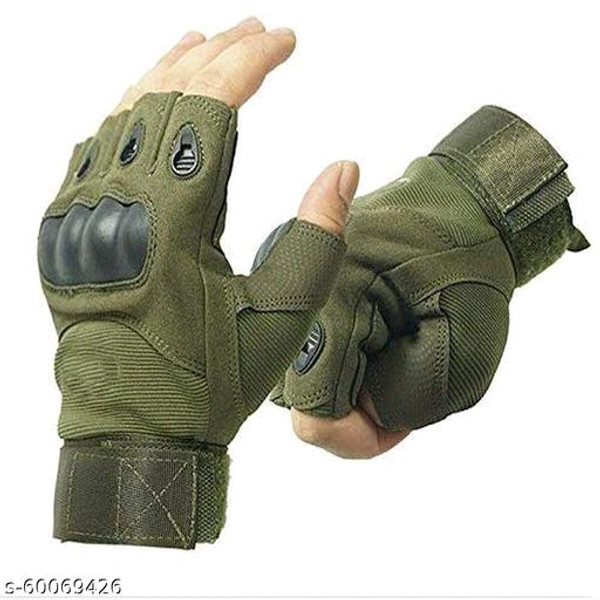 Trendy Half Finger Hard Knuckle Motorcycle Army Shooting Outdoor Green Gym Gloves M SIZE for Men