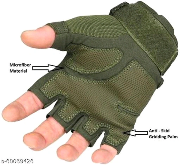 Trendy Half Finger Hard Knuckle Motorcycle Army Shooting Outdoor Green Gym Gloves M SIZE for Men