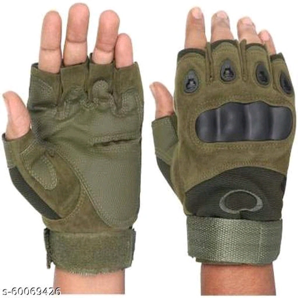 Trendy Half Finger Hard Knuckle Motorcycle Army Shooting Outdoor Green Gym Gloves M SIZE for Men