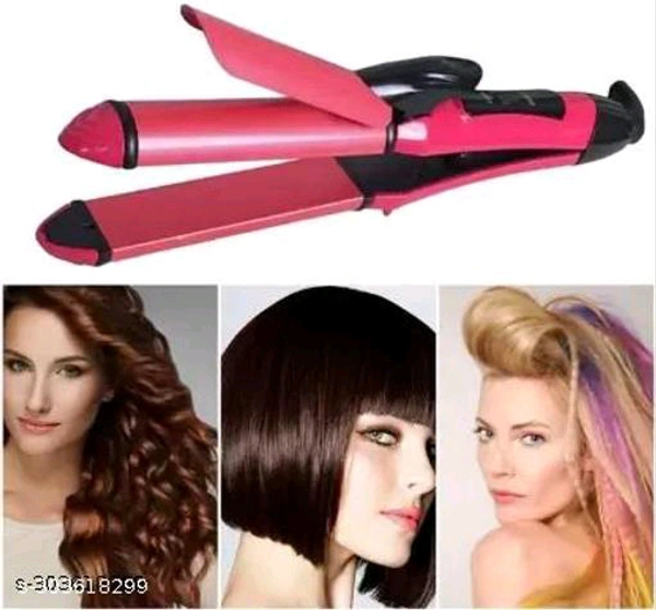 2in1 hair straightener with curler pinkrod | hair striaghtner and curler