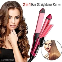 2in1 hair straightener with curler pinkrod | hair striaghtner and curler